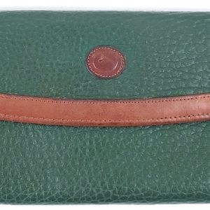 Vintage Dooney & Bourke Green and British Tan Checkbook Wallet
